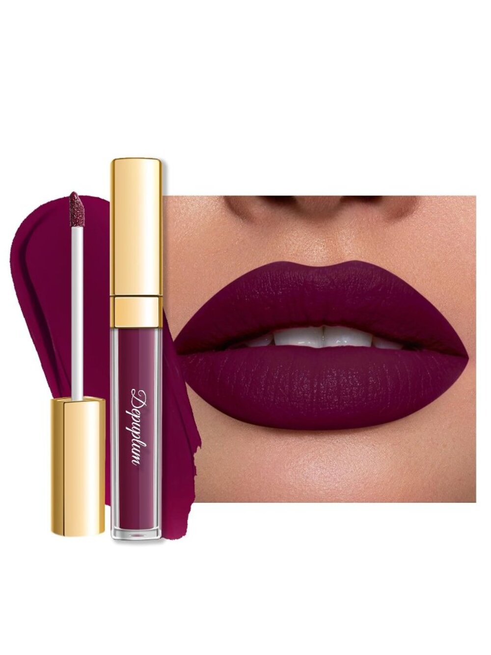 Women's DM20 Dark Purple Matte Liquid Lipstick Wear Waterproof Lip Stain